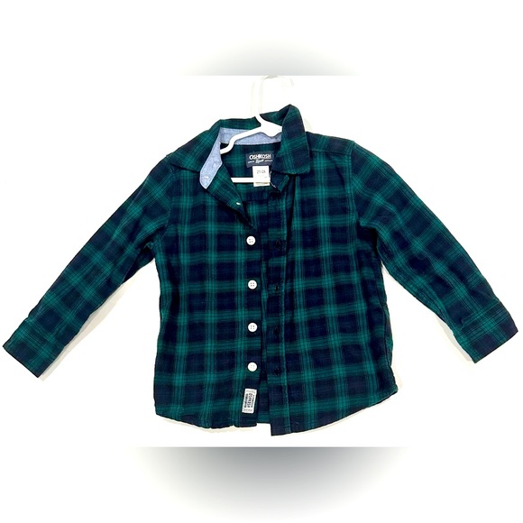 OshKosh B'gosh Other - 2T Navy Blue and Green Plaid Oshkosh Button Down Shirt
